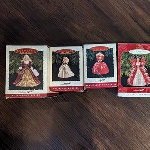 6 Christmas Barbie Ornaments 1993 - 1998 - Hallmark Keepsake Collector's Series